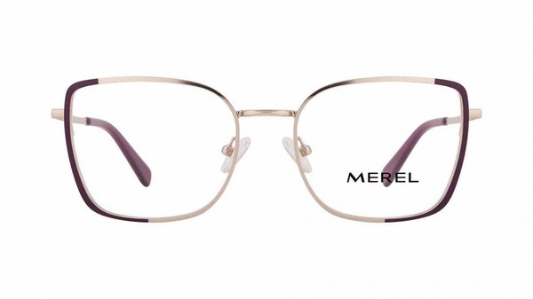 Women's Gold Metal Square Eyeglass Frames MEREL MR6530 C02