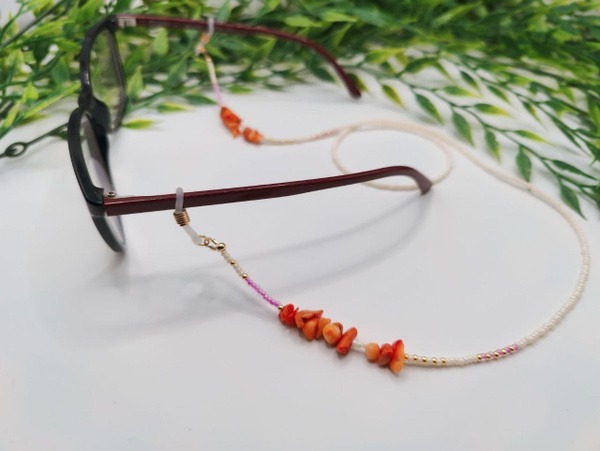 Handmade Coral Eyeglass Chain Holder