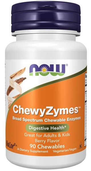 Now Chewyzymes: 90 Berry Chewable Tablets for Digestive Health &amp; Gut Microbiome Balance
