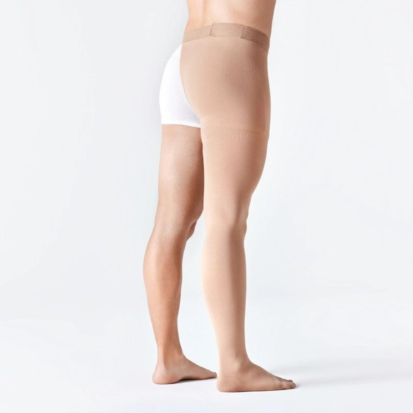 Beige Right-Foot Sheer Thigh High (Open Toe, Size M)