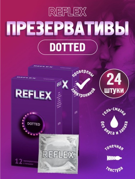 Reflex Dotted Natural Latex Condoms, 24 Count (2 x 12)