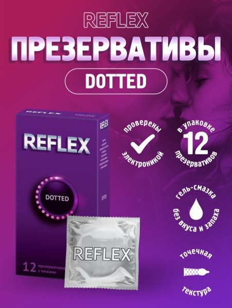 Reflex Dotted Natural Latex Condoms with Lubricant (12 Pack)