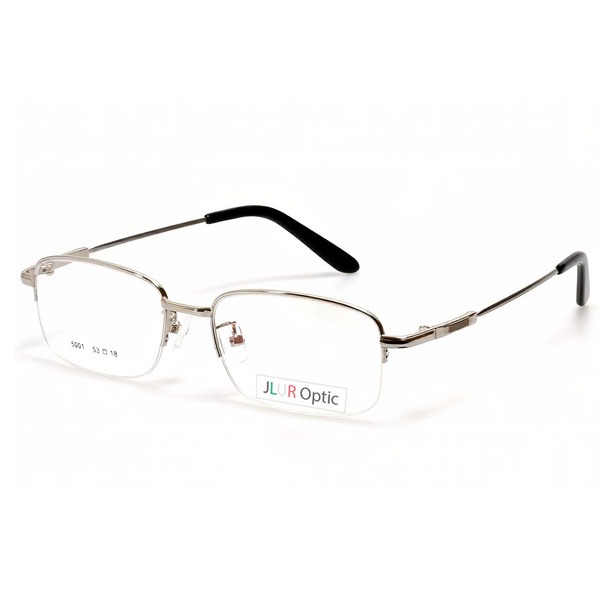 Men's Silver Metal Half-Rim Rectangle Eyeglass Frames - Jlur Optic 02022640