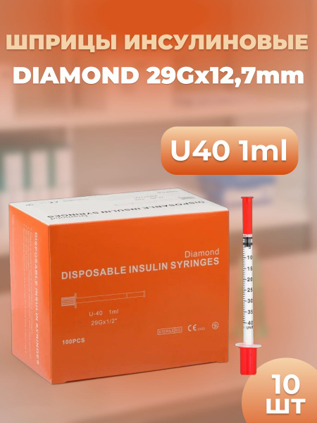 U-40 Insulin Syringes (1ml, 29G x 12.7mm, 10 Pack)