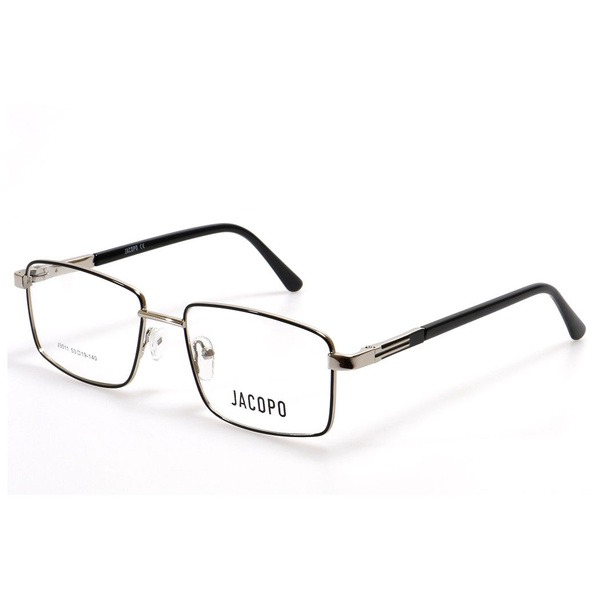 Men's Silver Metal Rectangle Eyeglass Frames - Jlur Optic 02023448