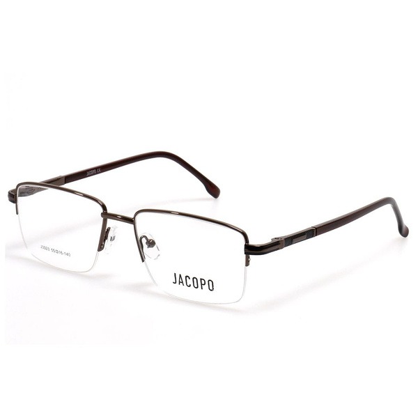Men's Brown Metal Half-Rim Rectangle Eyeglasses - Jlur Optic 02023469