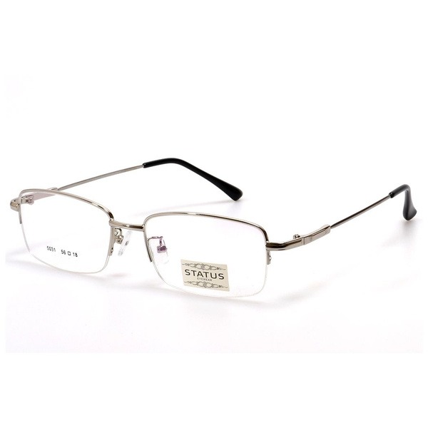 Men's Silver Metal Half-Rim Rectangle Eyeglasses - Jlur Optic 02022624