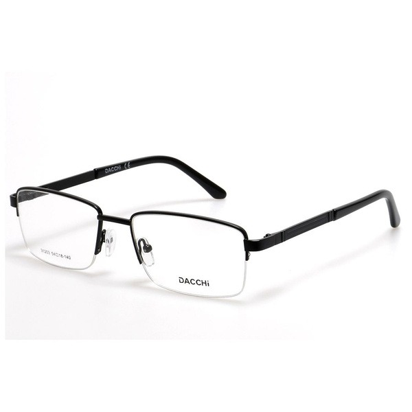 Men's Black Metal Half-Rim Rectangle Eyeglasses - Jlur Optic 02024445