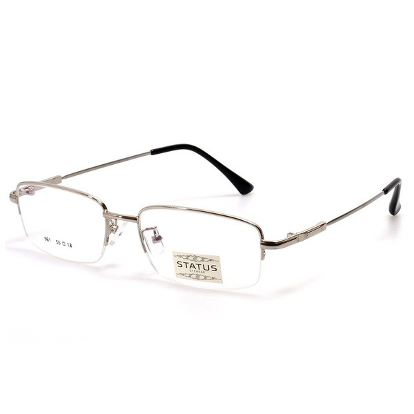 Men's Silver Metal Half-Rim Rectangular Eyeglasses Frames - Jlur Optic 02022617