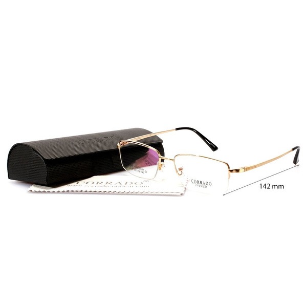Men's Gold Titanium Half-Rim Rectangular Eyeglass Frames