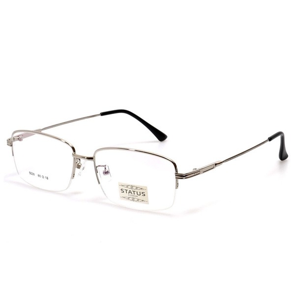 Men's Silver Metal Half-Rim Rectangular Eyeglasses Frames - Jlur Optic 02022641