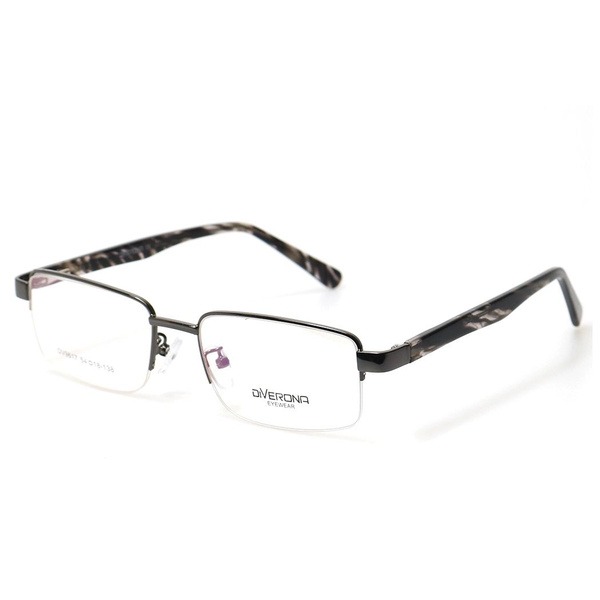 Men's Gray Half-Rim Rectangle Glasses - Jlur Optic 02023643