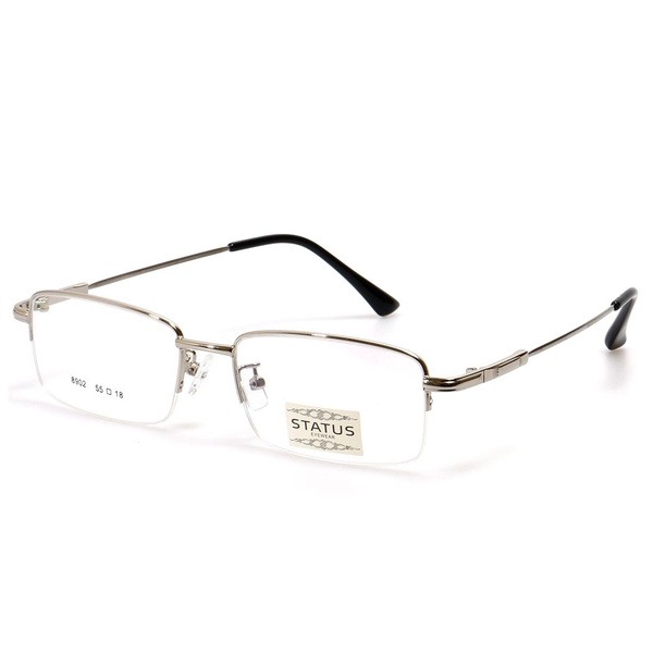 Men's Silver Metal Half-Rim Rectangular Eyeglasses Frames - Jlur Optic 02022636