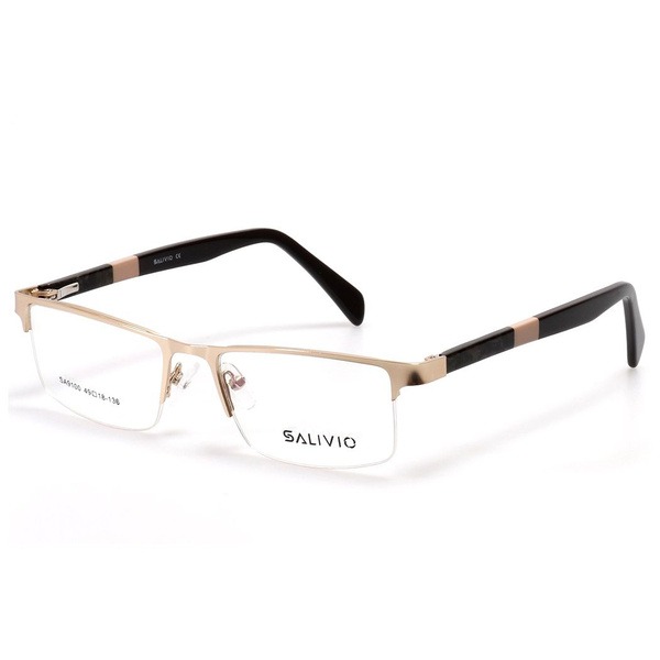 Gold Semi-Rimless Rectangular Teen Eyeglasses - Jlur Optic 02022461