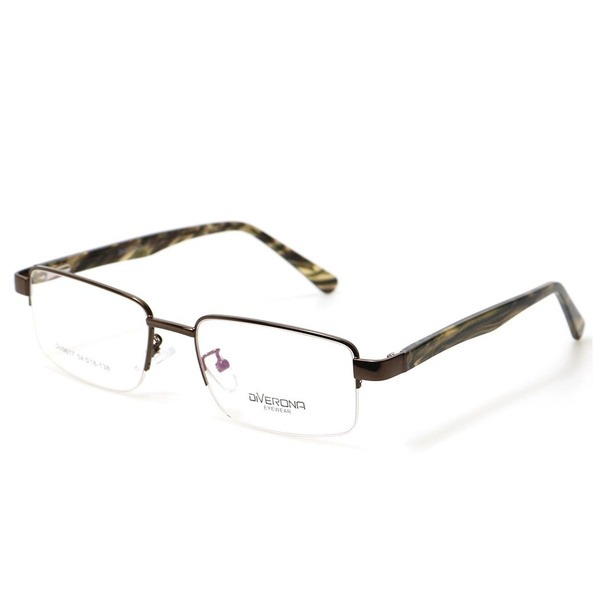Men's Brown Half-Rim Rectangular Eyeglass Frames - Jlur Optic 02023644