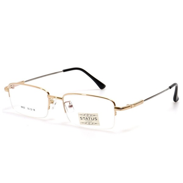 Men's Gold Metal Half-Rim Rectangle Eyeglasses - Jlur Optic 02022637