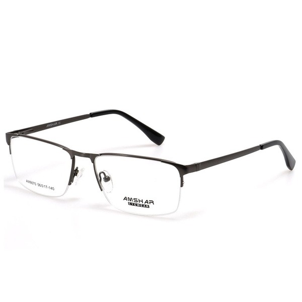 Men's Gray Metal Half-Rim Rectangle Eyeglass Frames - Jlur Optic 02023054