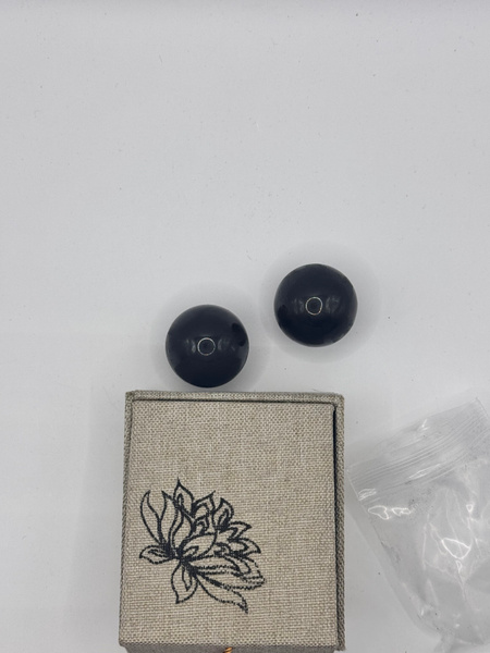 Baoding Balls Black Nephrite: Hand &amp; Finger Exercise, Stress Relief, 2.5cm