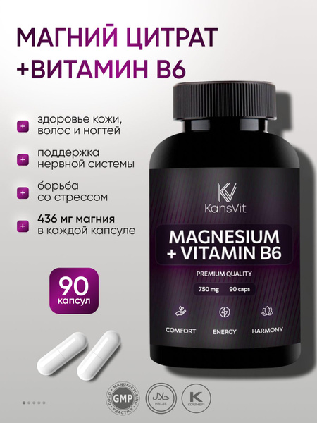 Magnesium Citrate B6: Stress, Anxiety, & Sleep Support - 90 Capsules