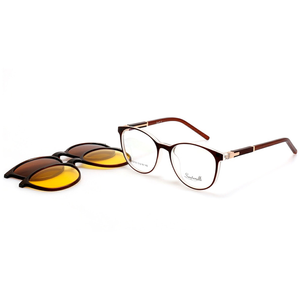 Santarelli Panto Brown Plastic Eyeglass Frames with 2 Extra Nose Pads