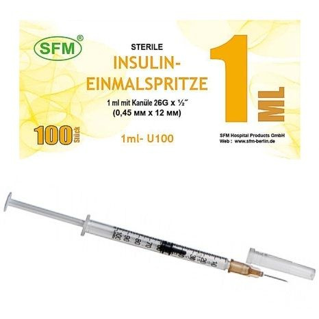 Insulin Syringe 1ml U100 with 26G Needle