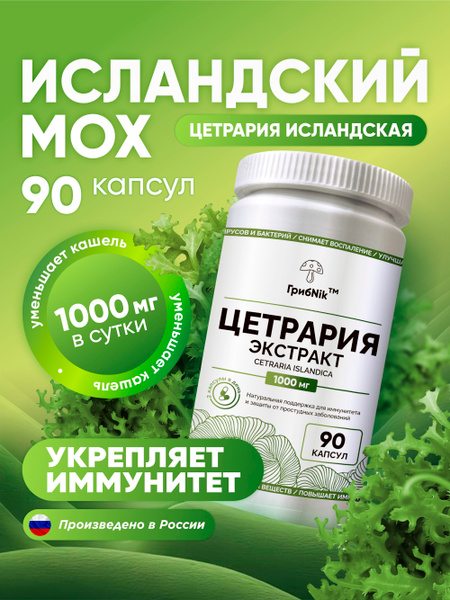 Iceland Moss Extract 90 Capsules (500mg) - ГрибNik