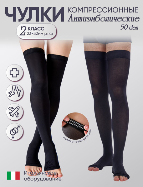 Filorosso Anti-Embolism Compression Stockings (Black, 20-30 mmHg)