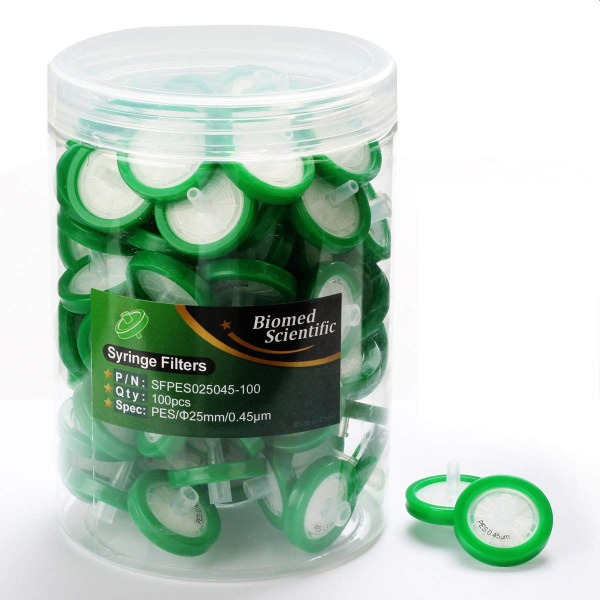 25mm 0.45µm PES Syringe Filters (100/pk) - Non-Sterile