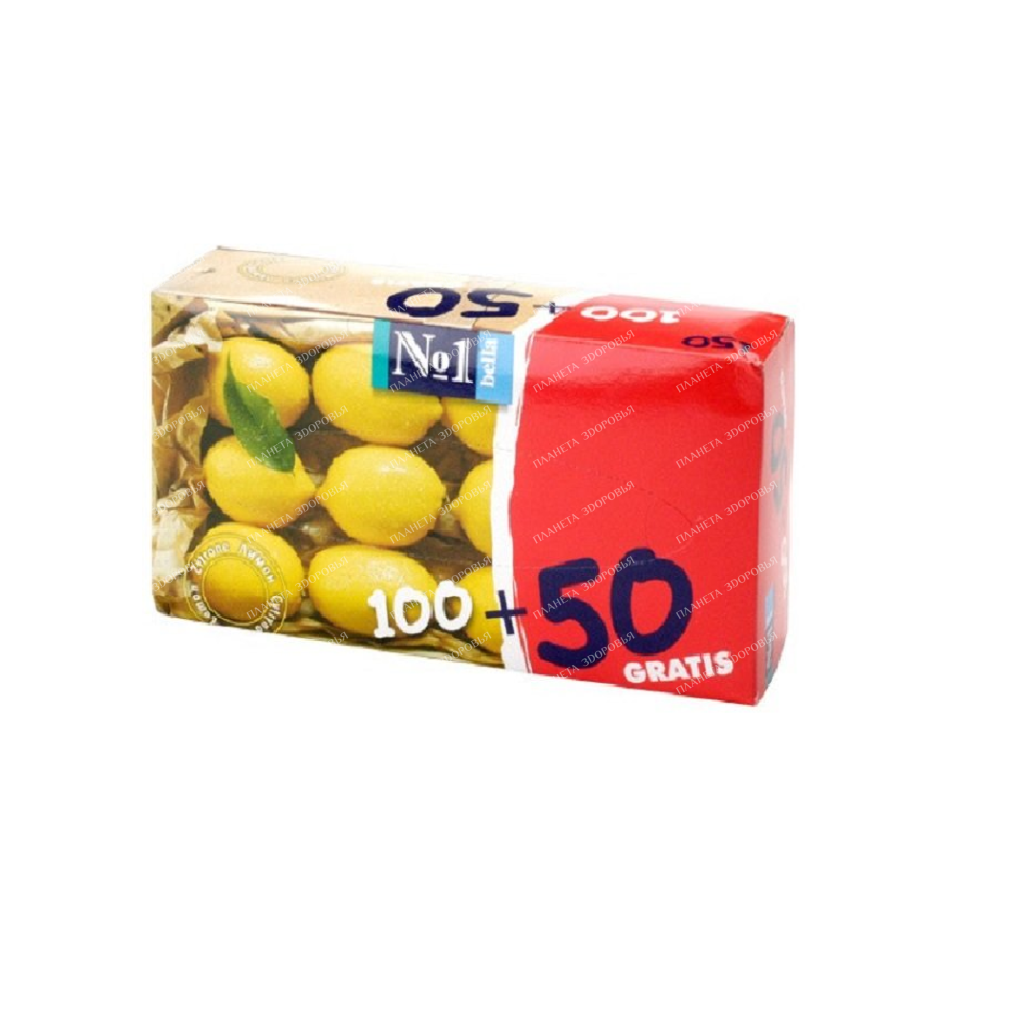 Bella No. 1 Handkerchiefs paper universal two-layer with the smell of lemon, 100 pcs + 50 pcs