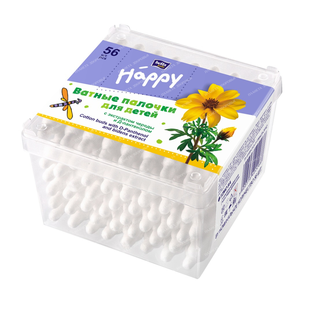 Bella Baby Happy Cotton swabs for children with string extract and D-panthenol, 56 pcs