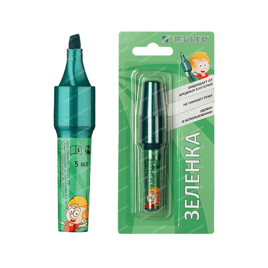 Brilliant green 1% polymer device "Lekker-Bz" with a solid core