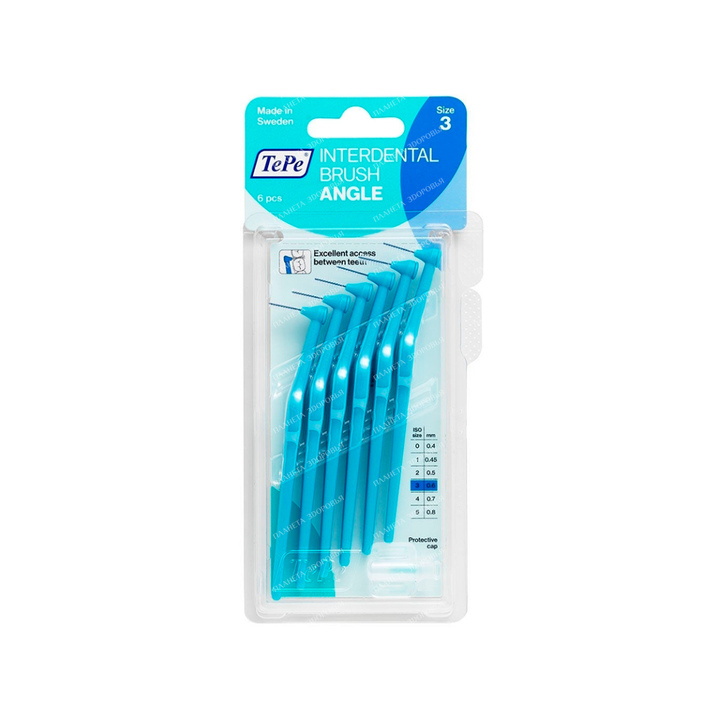 TePe Interdental brushes (Angle No. 3 6pcs in a blister, size 0.6mm)