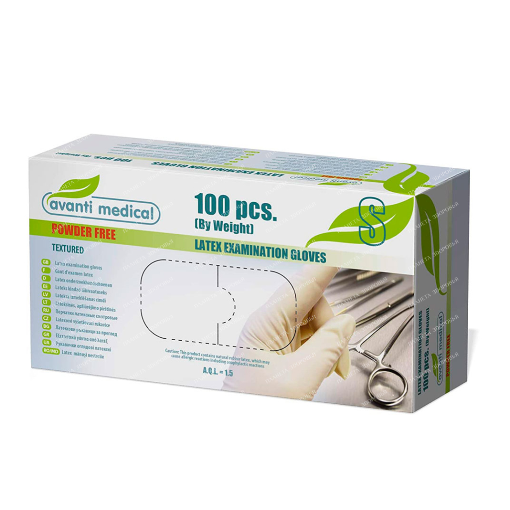 Gloves AVANTI MEDICAL latex non-sterile powder-free size S