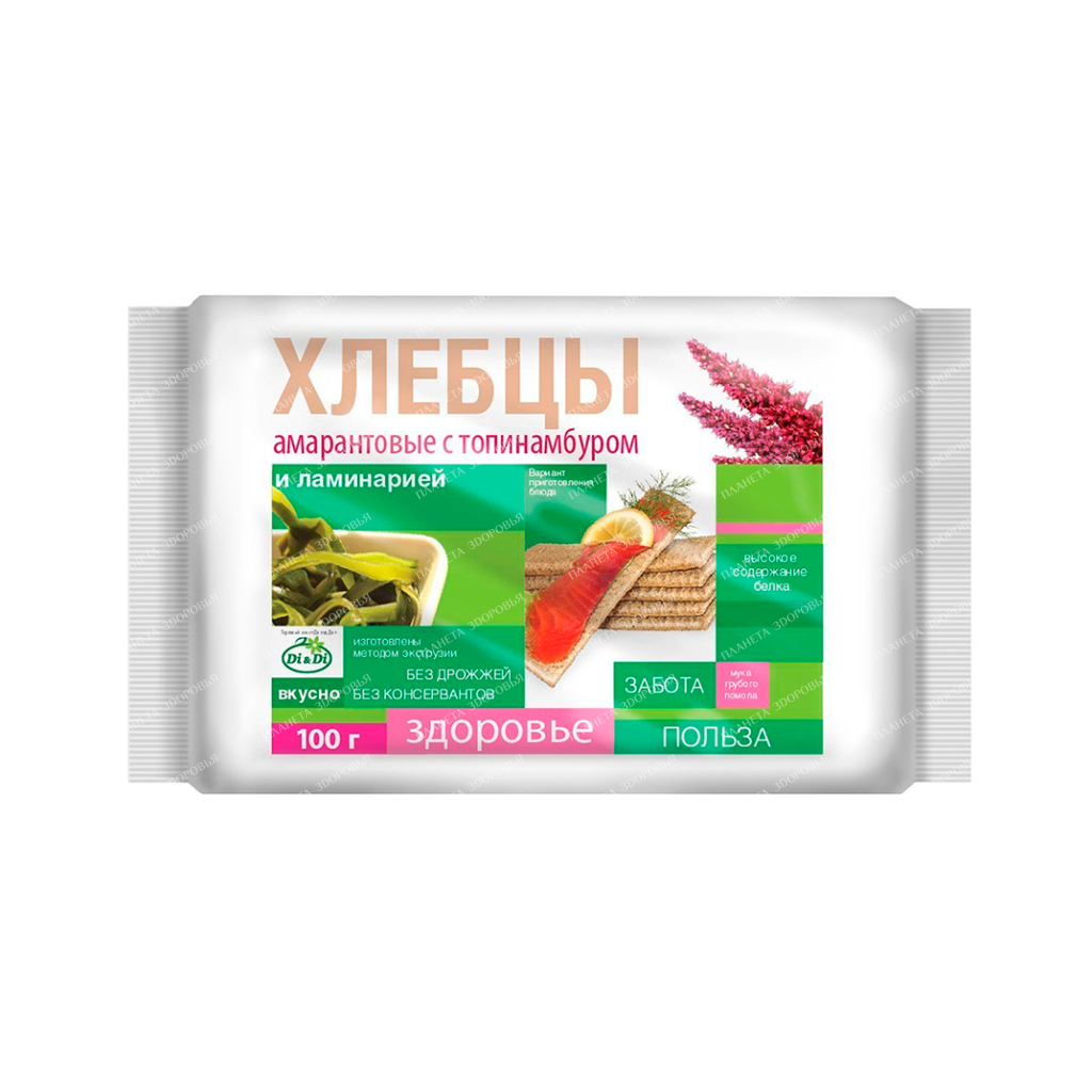 Amaranth crispbread with Jerusalem artichoke and kelp (gluten free) "Di&Di", 100g