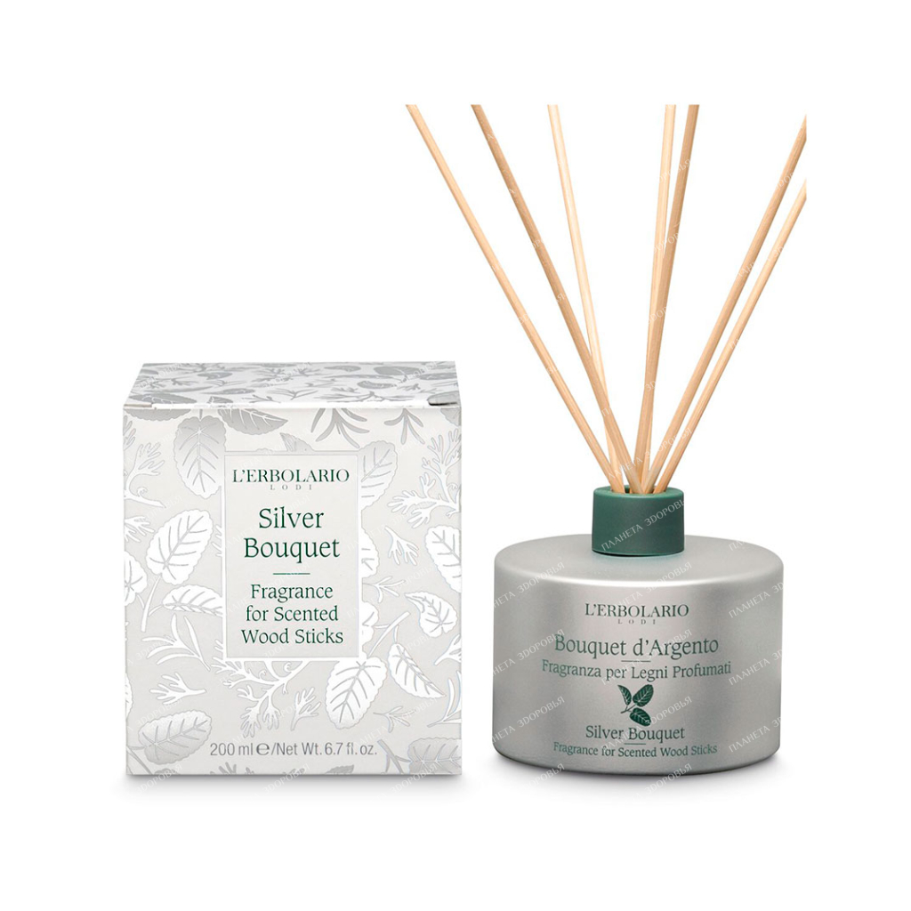 L'Erbolario "SILVER BOUQUET" Scented solution for impregnating rattan sticks, 200 ml