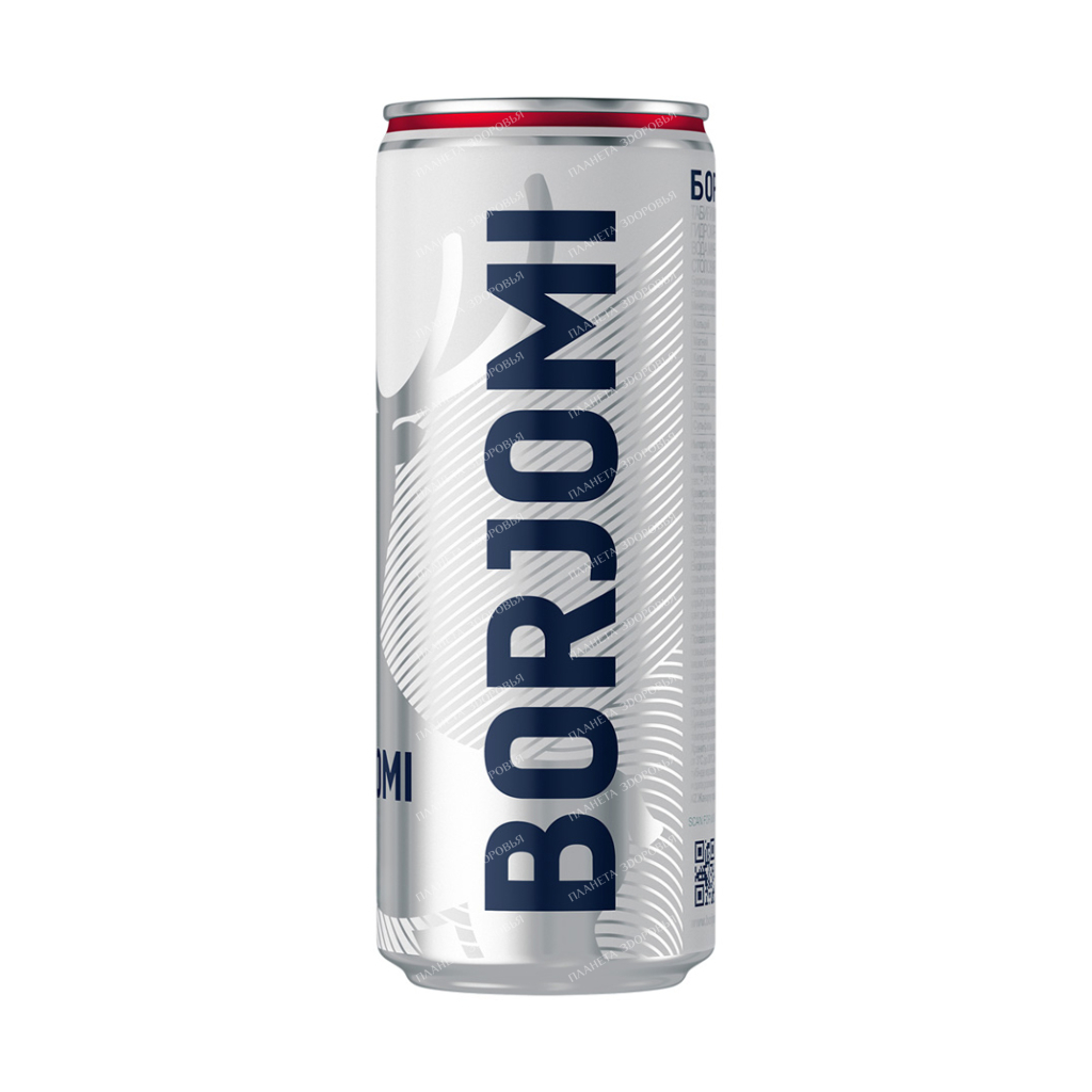 Borjomi natural mineral water, medicinal table drinking carbonated, 0.33 l (aluminum can)