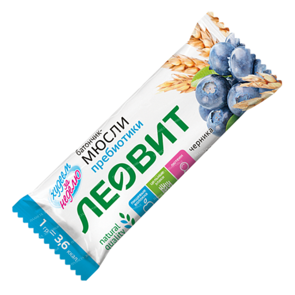 Muesli bar with blueberries and lutein. Packing 30 g