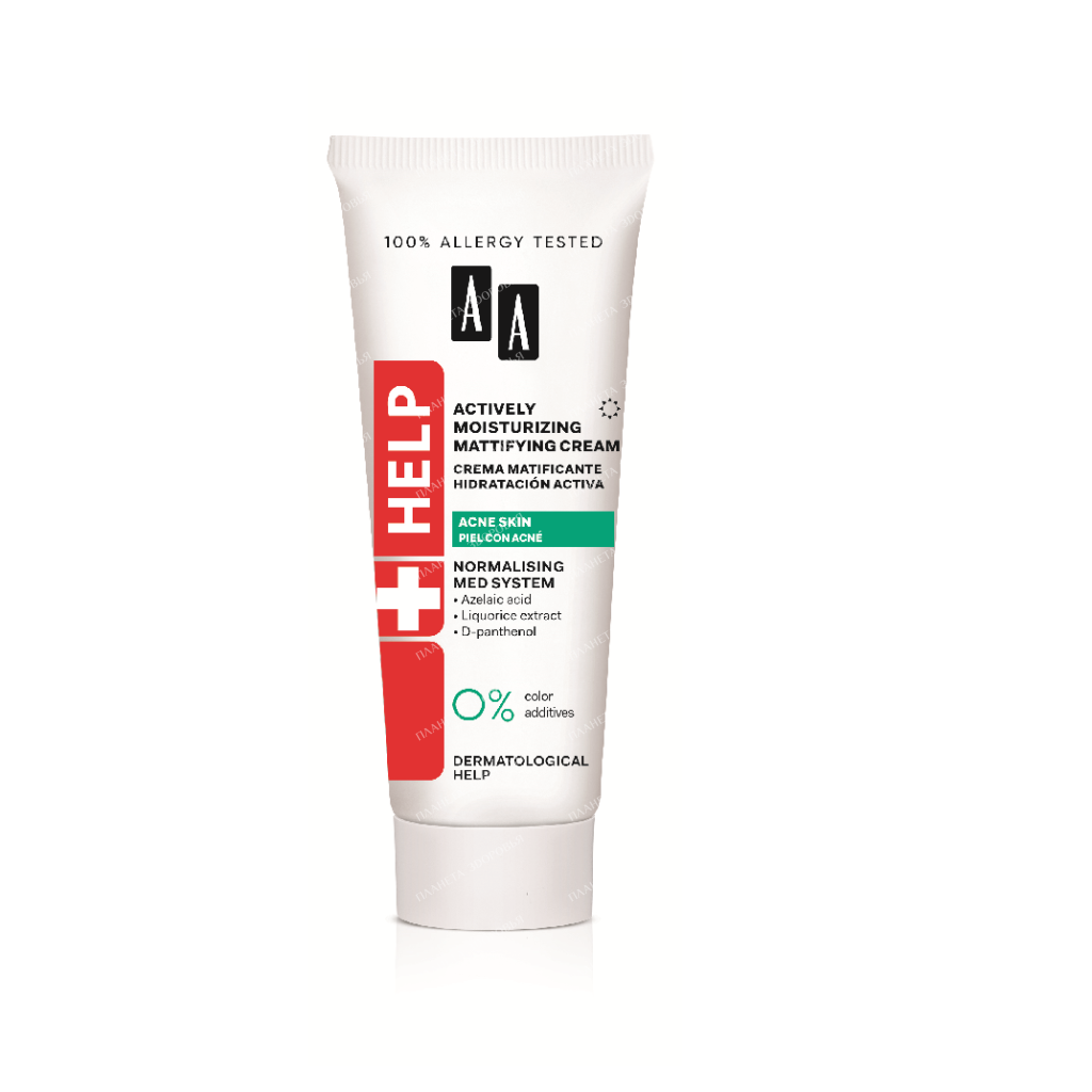 AA Help Acne Skin Active Moisturizing Mattifying Cream, 40 ml