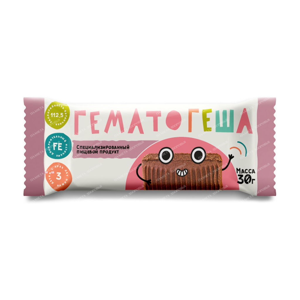 Specialized food products for dietary prophylaxis. food "Hematogesha" bar 30g.