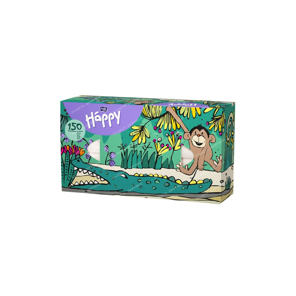 Bella Baby Happy Handkerchiefs paper universal two-layer various colors (monkey) 150 pcs