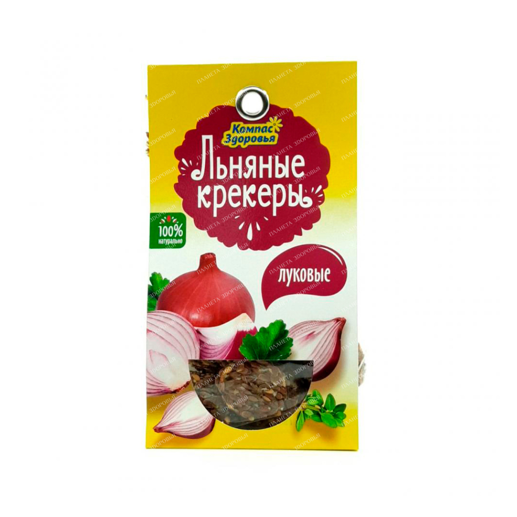 Crispy onion flax crackers "Compass Health", 50g