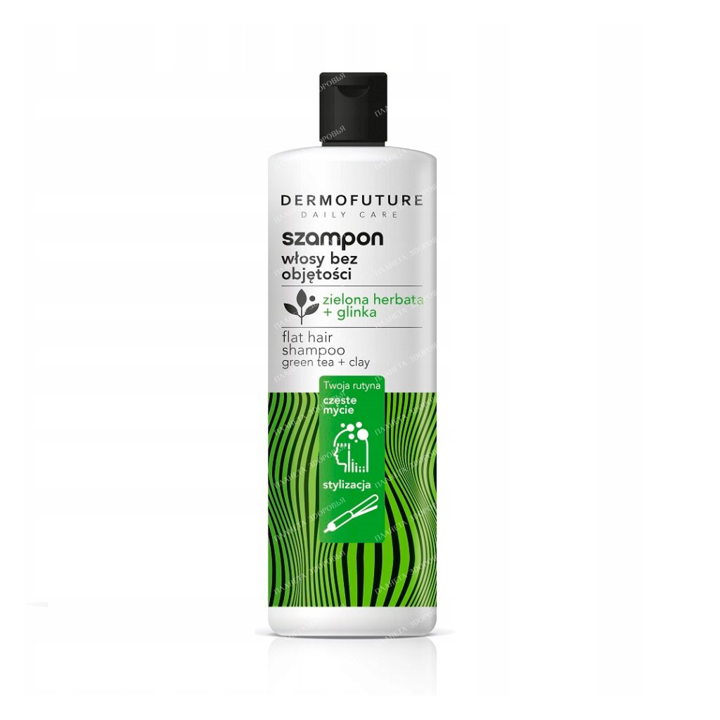 DermoFuture Daily Care Shampoo for volumizing hair with green tea and clay 380 ml