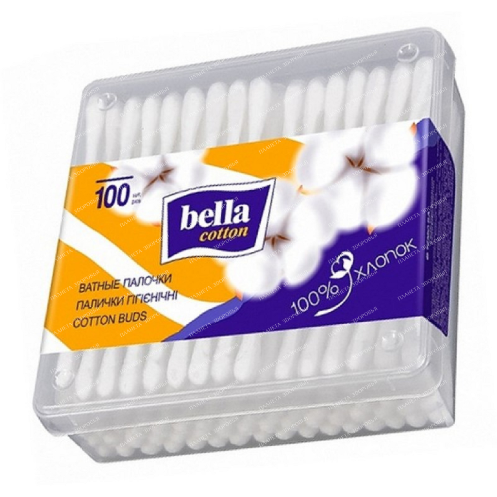 Bella cotton Cotton buds 100 pcs (square box)