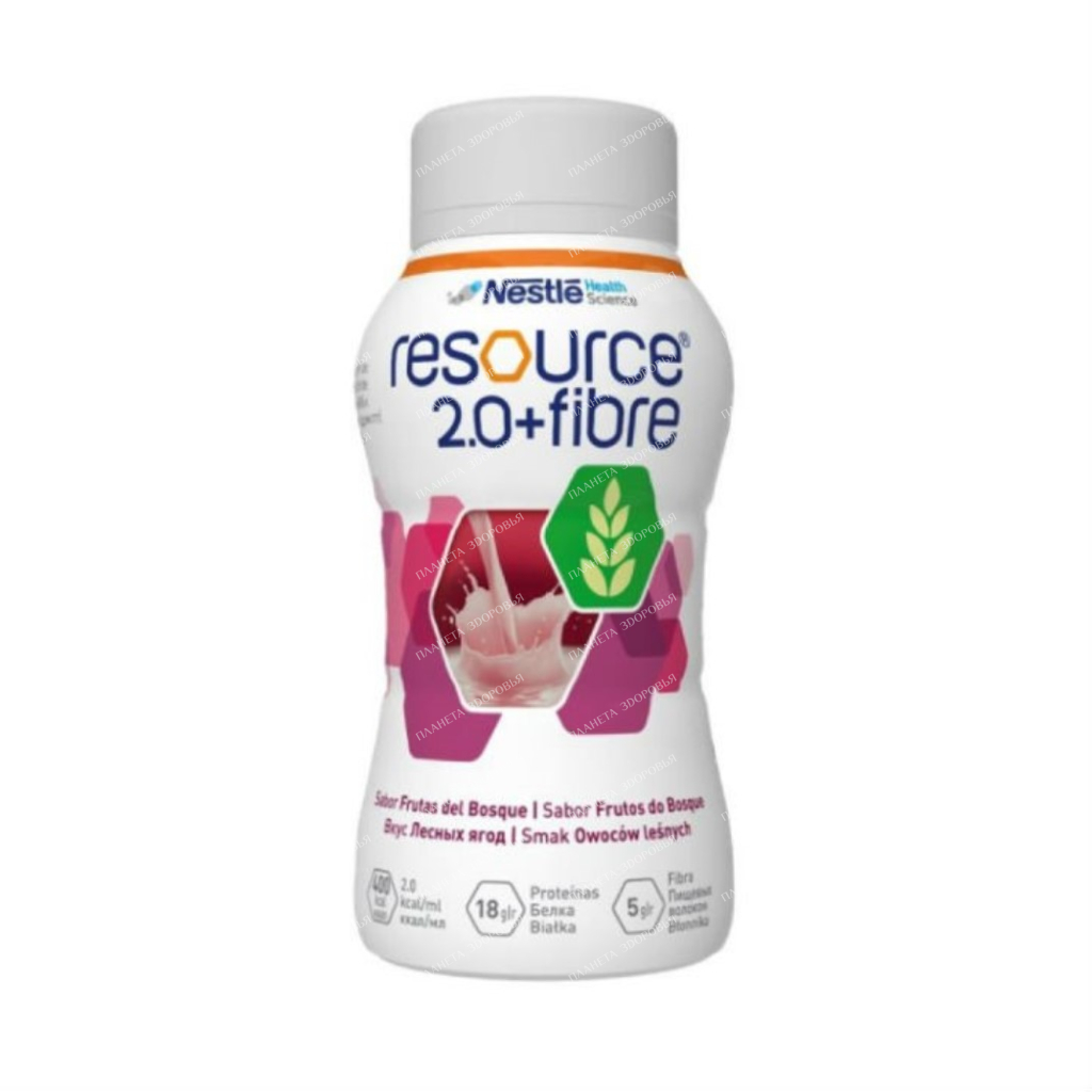 Resource 2.0 + Fiber (Resource 2.0 + Fiber) Specialized dietary preventive nutrition, high-calorie, ready-to-eat, complete mixture with dietary fibers with forest flavor