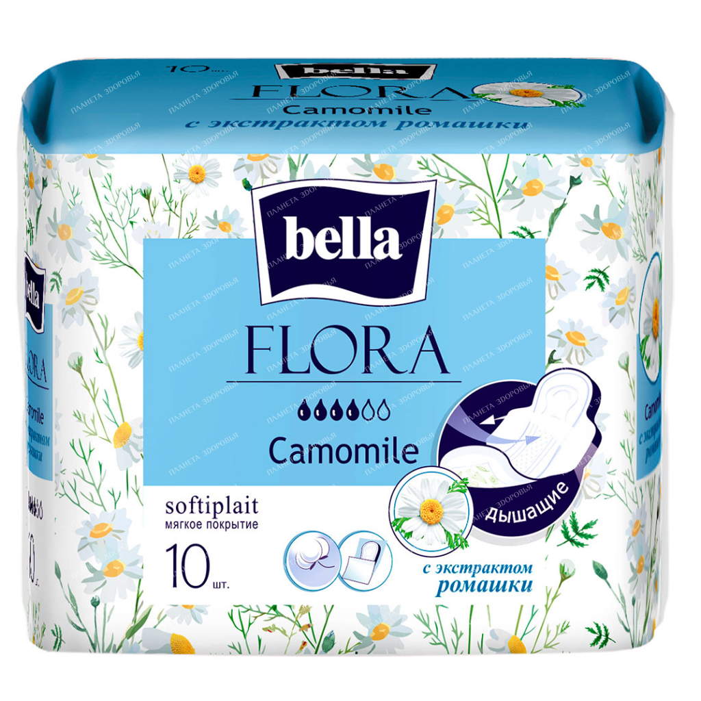 Bella FLORA Camomile Women's absorbent pads with chamomile extract 10 pcs