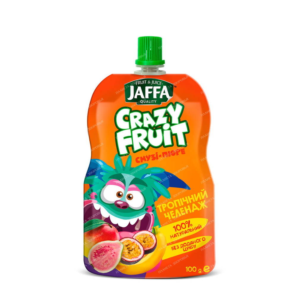 JAFFA Crazy Fruit Fruit dessert "Smoothie puree of grated mango, bananas, apples, guava with passion fruit "Tropical Challenge" sterilized 100g