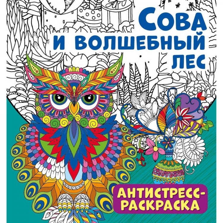 Раскраска-антистресс. Сова и волшебный лес | Anti-stress coloring book. Owl and magic forest
