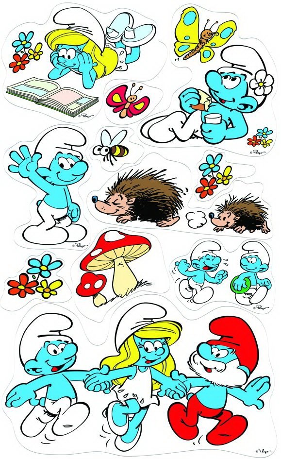 Наклейка для стен, двойная "Смурфики" | Smurfs Double Wall Sticker