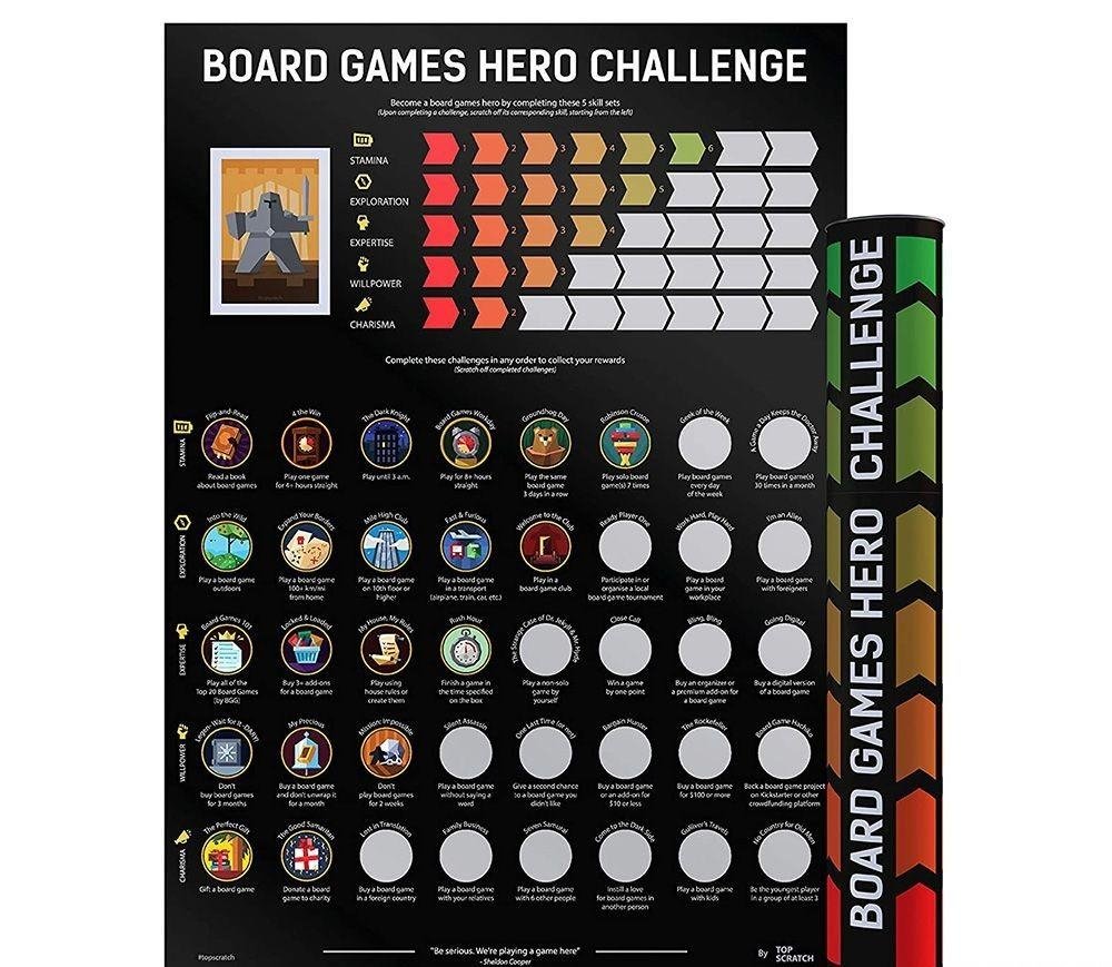 Скретч-Постер Board games hero challenge | Scratch Poster Board Games Hero Challenge