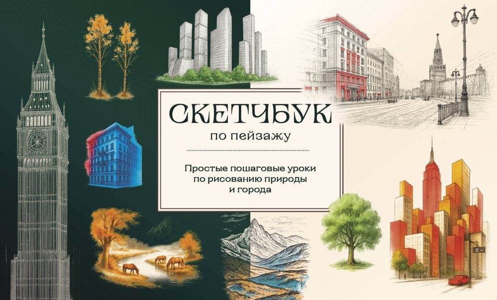 Скетчбук по пейзажу. Простые пошаговые уроки по рисованию природы и города | Landscape Sketchbook: Simple Step-by-Step Lessons for Drawing Nature and Cities
